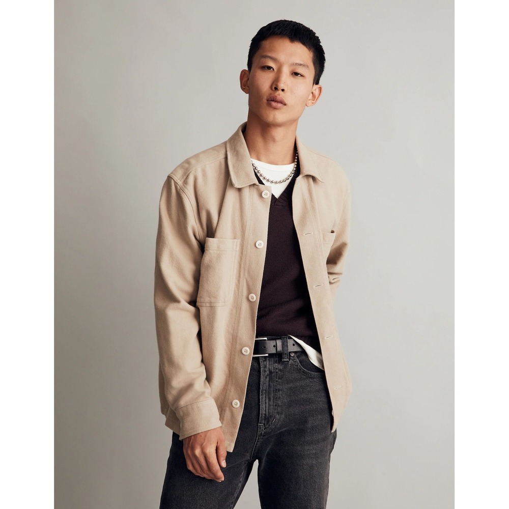 Madewell Boxy Shirt Jacket Men's Khaki Cotton Chore Jacket S Button Up Utility